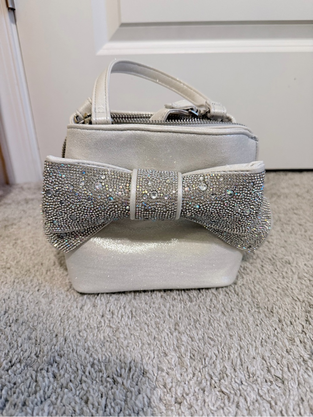 Betsy Johnson Silver Bow Accent Women's Mini Handbag